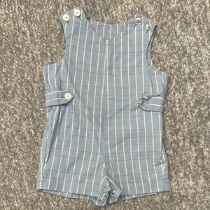 Blue Plaid Cotton Baby Romper
